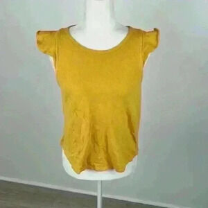 Madewell Gold Short Sleeve Scoop Neck Top Size M